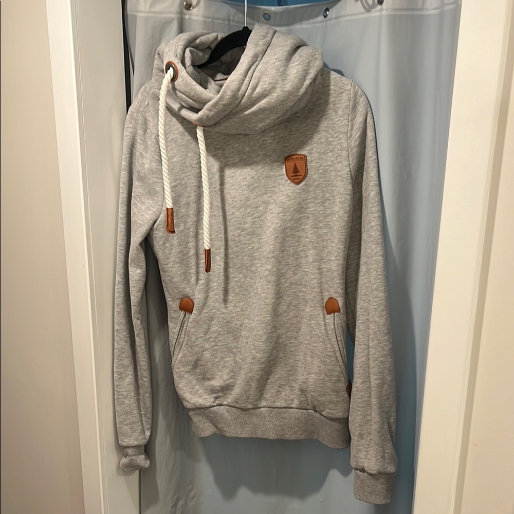 Gray Hoodie with Brown Accents